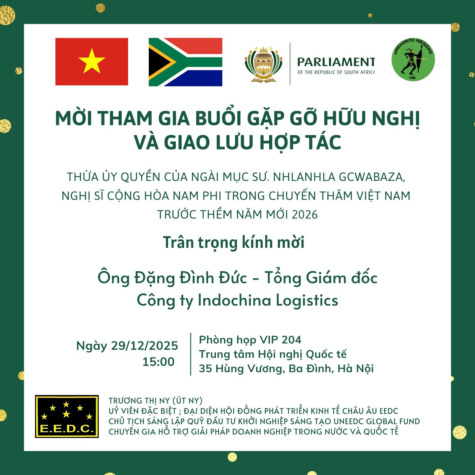 Việt Nam – Nam Phi: Mở rộng hợp tác Xuất nhập khẩu, Logistics và Kết nối Doanh nghiệp Châu Phi